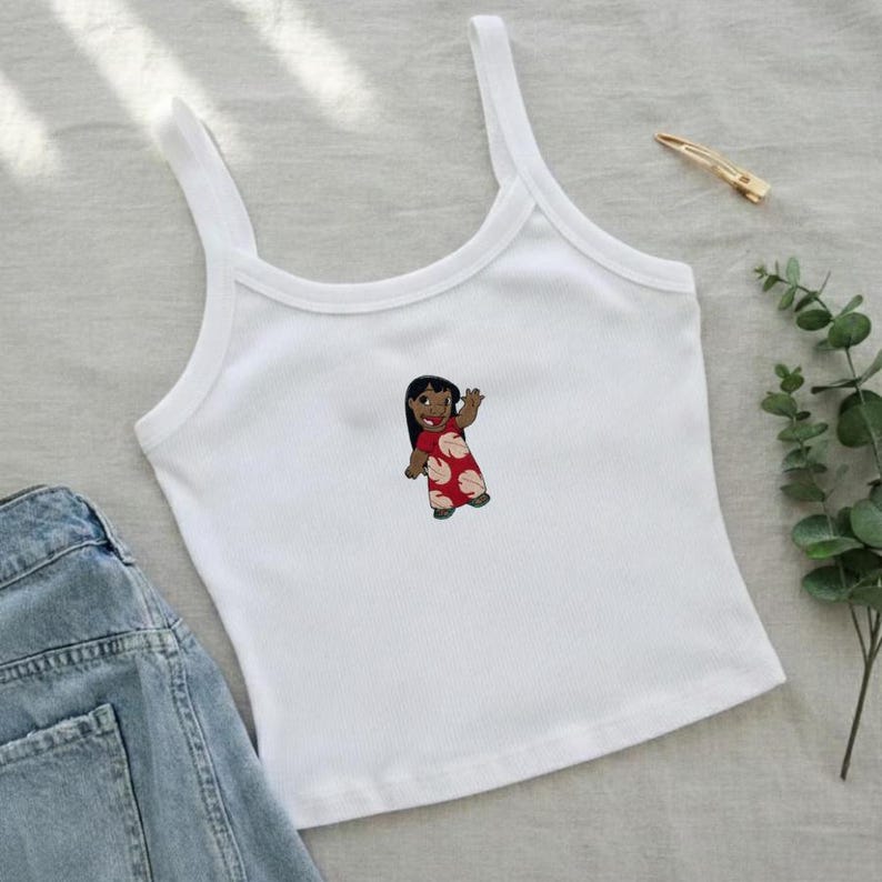 Lilo and Stitch Embroidered Tank Top, Disney Stitch Spaghetti Strap Tank, Stitch & Angel Crop Top, Disney Summer Top, Disneyland Family Trip