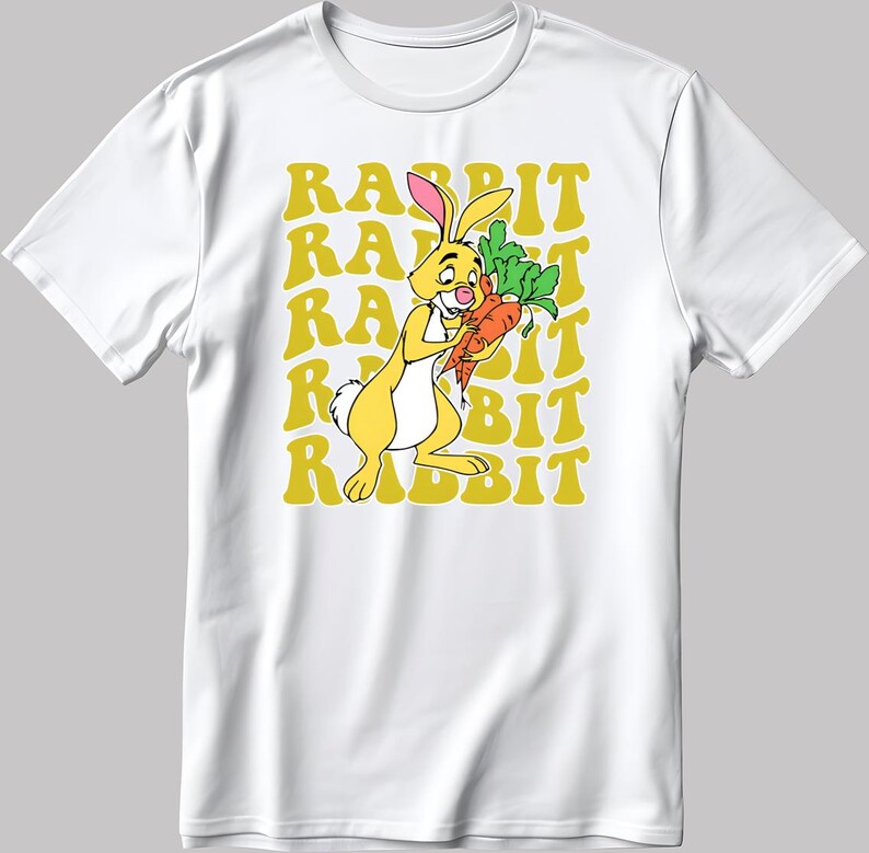 Winnie the Pooh Rabbit White-Black Men / Women T-Shirt AB154