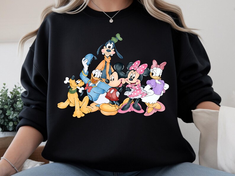Disney Friends Sweatshirt, Mickey Minnie Goofy Pluto Daisy Crewneck, Cartoon Character Sweatshirt, Cute Disney Shirt, Gift for Women