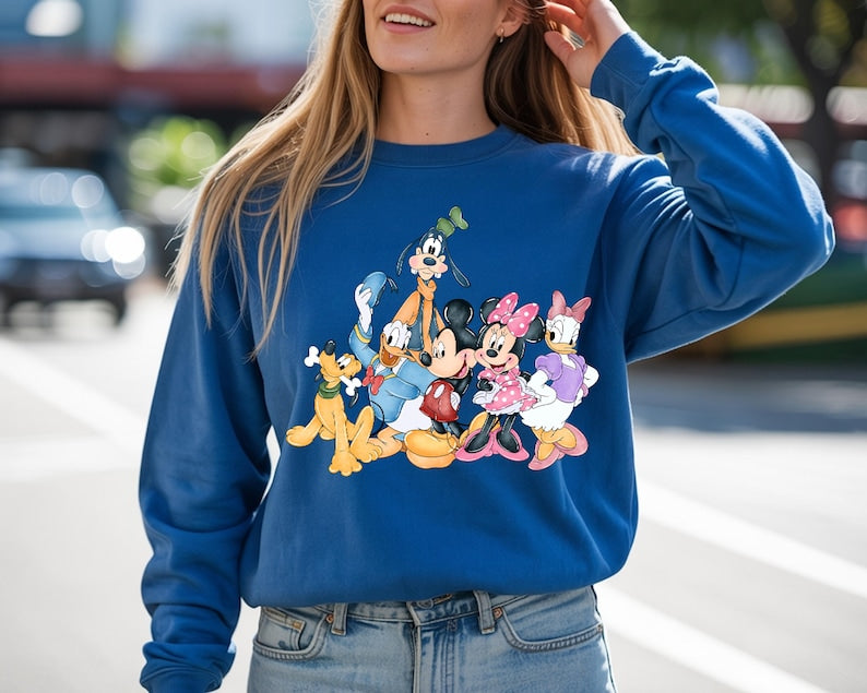 Disney Friends Sweatshirt, Mickey Minnie Goofy Pluto Daisy Crewneck, Cartoon Character Sweatshirt, Cute Disney Shirt, Gift for Women