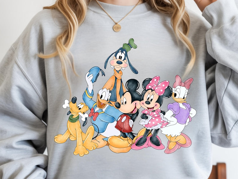 Disney Friends Sweatshirt, Mickey Minnie Goofy Pluto Daisy Crewneck, Cartoon Character Sweatshirt, Cute Disney Shirt, Gift for Women