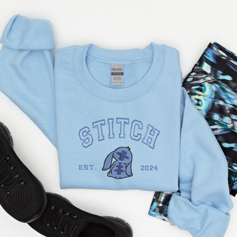 Embroidered Stitch Angel Couple Sweatshirt, Matching Anniversary Valentine Hoodie
