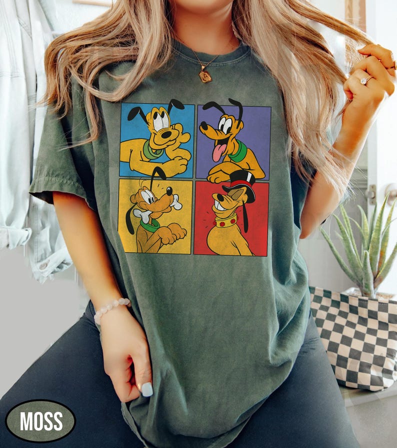 Retro Pluto Dog Shirt, Disney Shirt For Women, Disney Ear Shirt, Women's Unisex Disney T-shirt, Disney Shirt For Kids, Mickey And Pluto