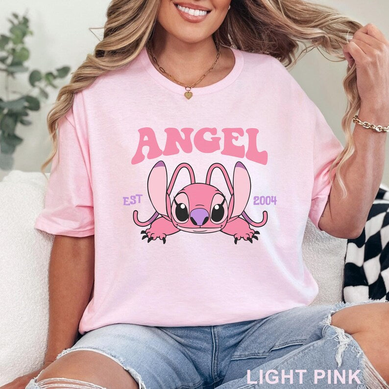 Cute Angel Shirt, Disney Angel Est 2004, Floral Disney Stich Angel, Disneyland Trip, Girly Disney, 483917