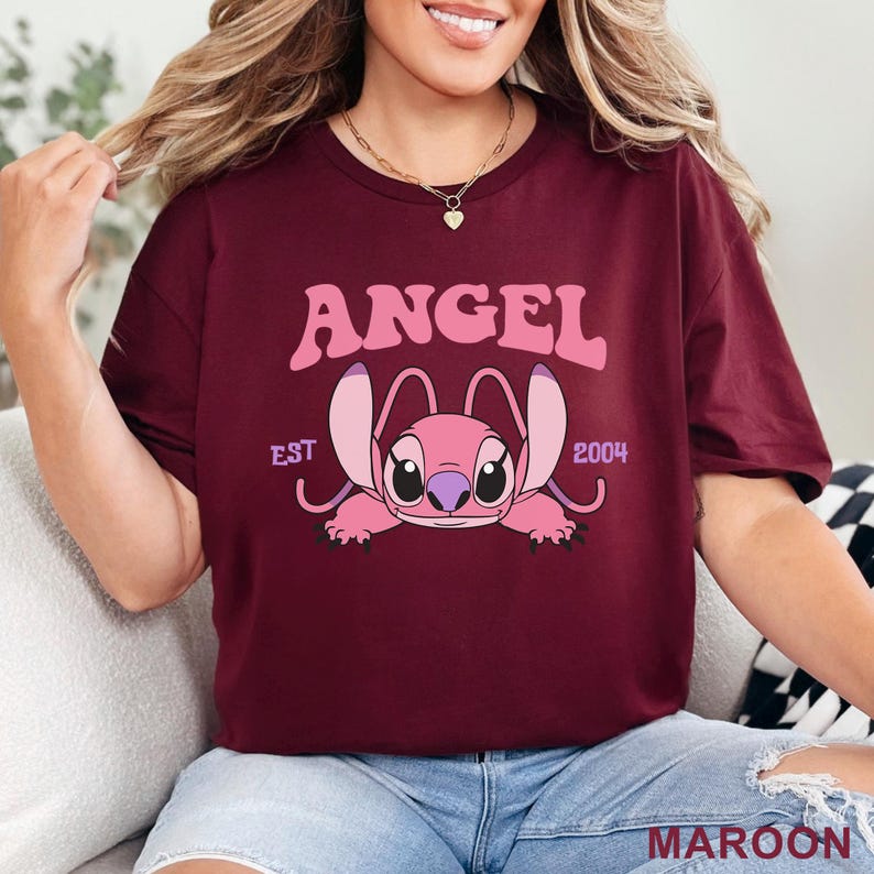 Cute Angel Shirt, Disney Angel Est 2004, Floral Disney Stich Angel, Disneyland Trip, Girly Disney, 483917