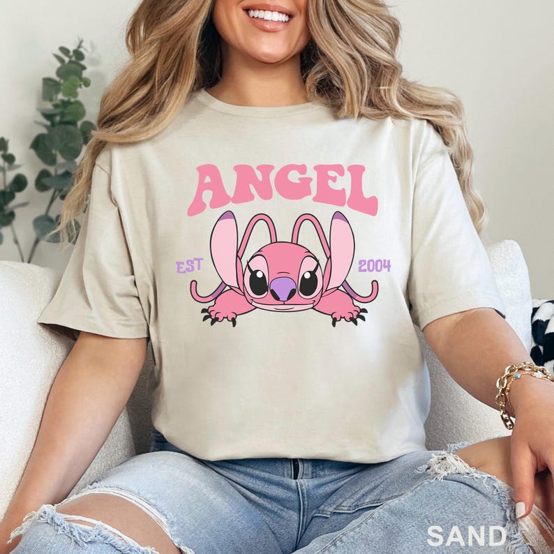 Cute Angel Shirt, Disney Angel Est 2004, Floral Disney Stich Angel, Disneyland Trip, Girly Disney, 483917