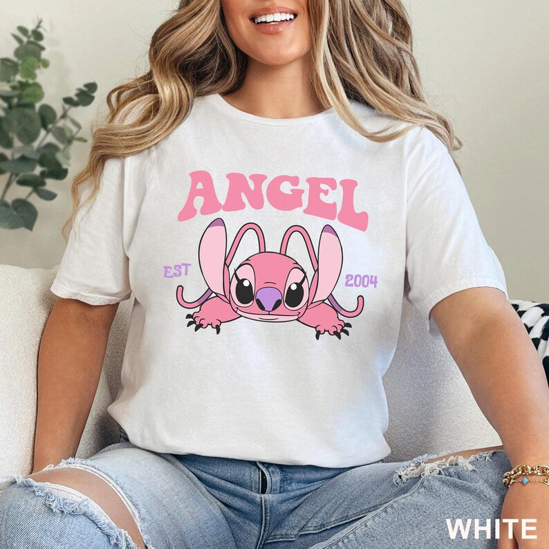 Cute Angel Shirt, Disney Angel Est 2004, Floral Disney Stich Angel, Disneyland Trip, Girly Disney, 483917