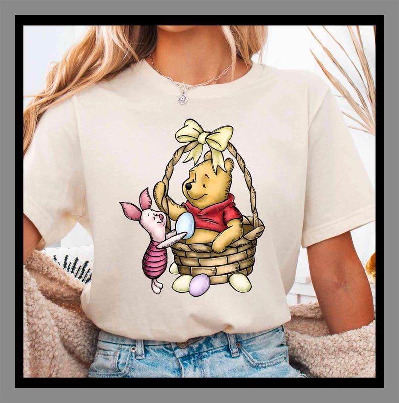 Pooh And Piglet Easter | Unisex Tee Hoodie Sweatshirt Romper |Premium DTF Print |Retro Vintage Aesthetic |Gift| TE408