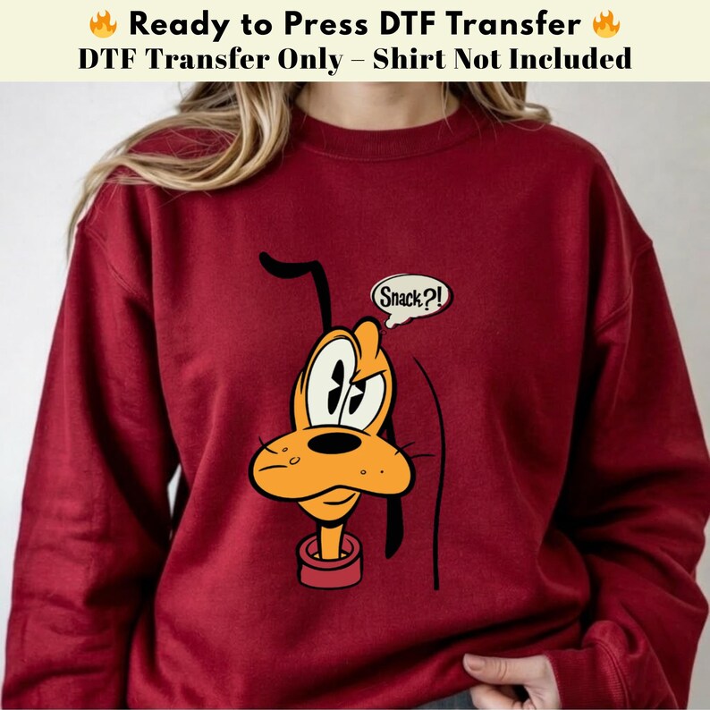 Pluto Snack Funny DTF Transfer, Pluto Cartoon Heat Transfer, Disneyworld Shirt, Disney Characters DTF, Heat Press Transfers,Disney Trip 2026