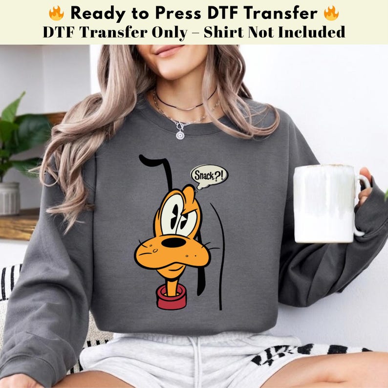 Pluto Snack Funny DTF Transfer, Pluto Cartoon Heat Transfer, Disneyworld Shirt, Disney Characters DTF, Heat Press Transfers,Disney Trip 2026
