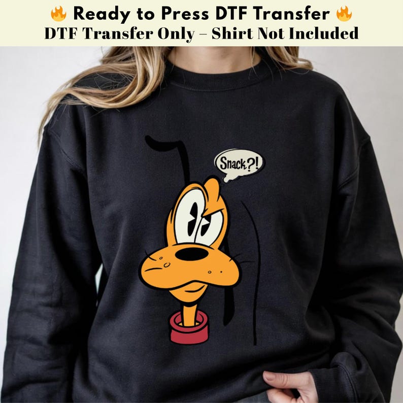 Pluto Snack Funny DTF Transfer, Pluto Cartoon Heat Transfer, Disneyworld Shirt, Disney Characters DTF, Heat Press Transfers,Disney Trip 2026