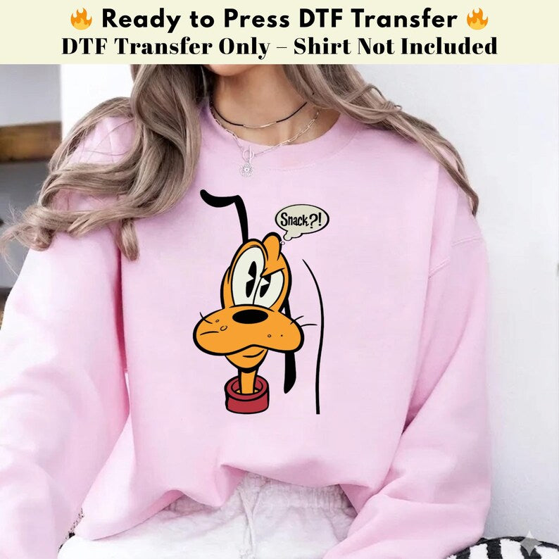 Pluto Snack Funny DTF Transfer, Pluto Cartoon Heat Transfer, Disneyworld Shirt, Disney Characters DTF, Heat Press Transfers,Disney Trip 2026