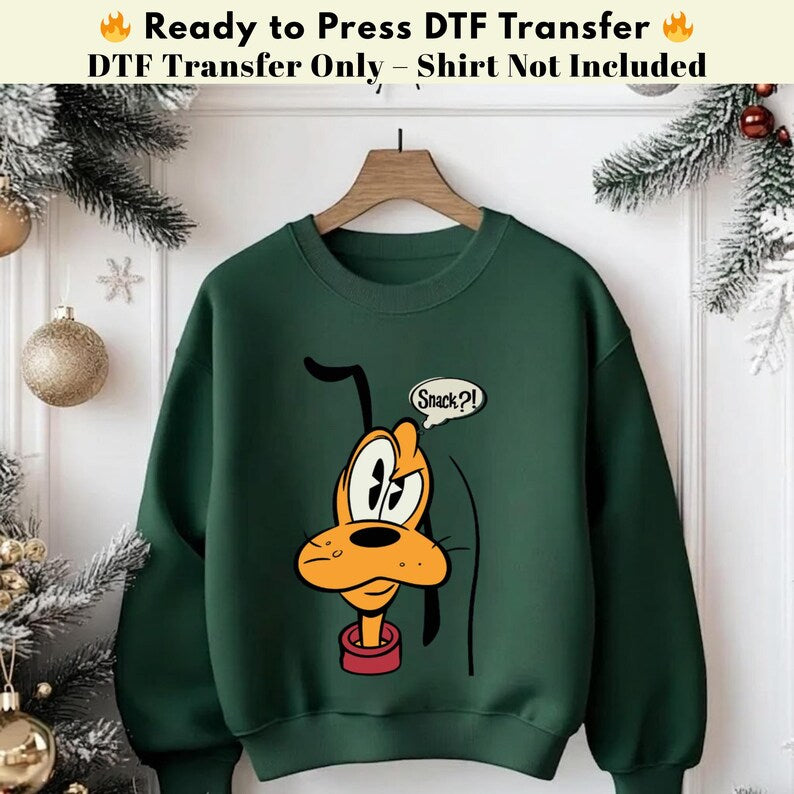 Pluto Snack Funny DTF Transfer, Pluto Cartoon Heat Transfer, Disneyworld Shirt, Disney Characters DTF, Heat Press Transfers,Disney Trip 2026