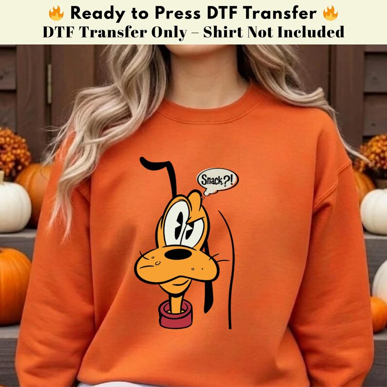Pluto Snack Funny DTF Transfer, Pluto Cartoon Heat Transfer, Disneyworld Shirt, Disney Characters DTF, Heat Press Transfers,Disney Trip 2026