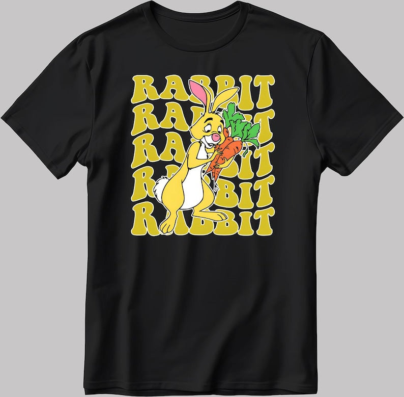 Winnie the Pooh Rabbit White-Black Men / Women T-Shirt AB154