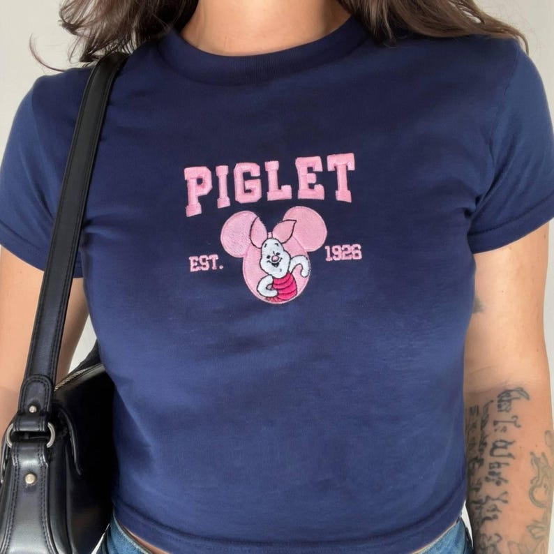 Embroidered "Winnie the Pooh" Characters Tee – Eeyore, Pooh, Piglet, Tigger – Cute Disney Shirt for Adults
