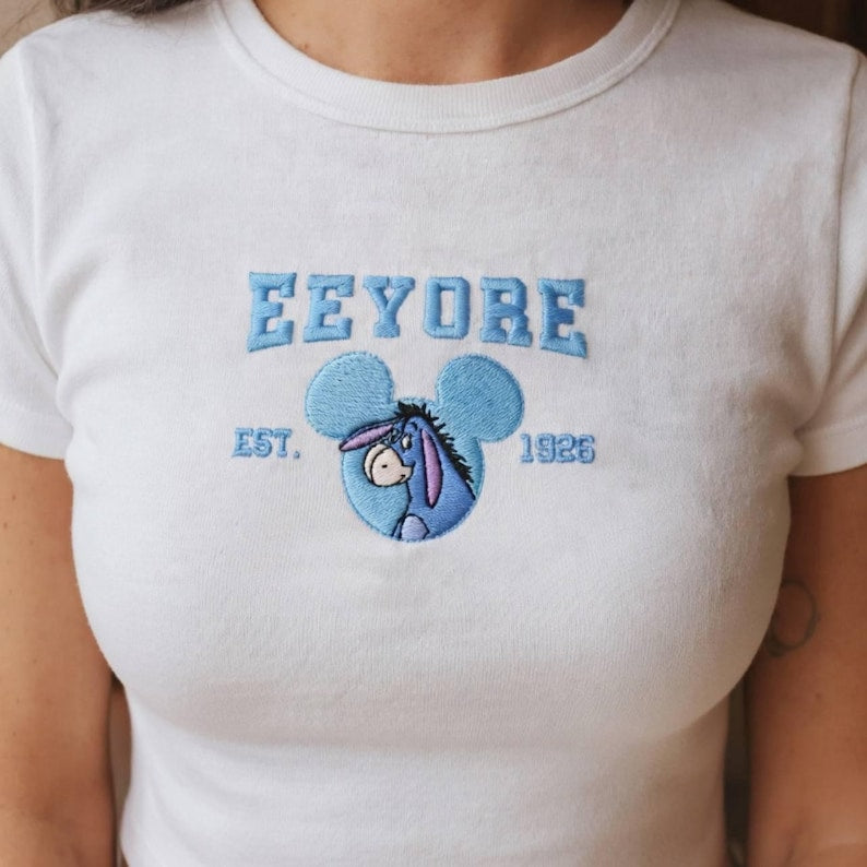 Embroidered "Winnie the Pooh" Characters Tee – Eeyore, Pooh, Piglet, Tigger – Cute Disney Shirt for Adults