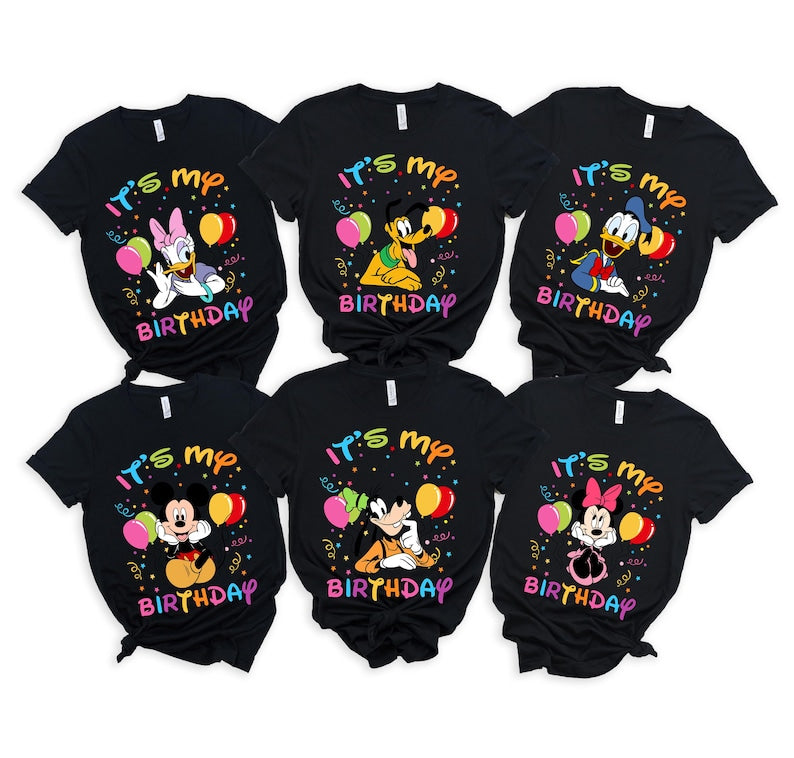 Cute Mickey & Friends It's My Birthday T-Shirt, Custom Disney Minnie Donald Pluto Birthday Present Gifts, Vacation Birthday Matching Apparel