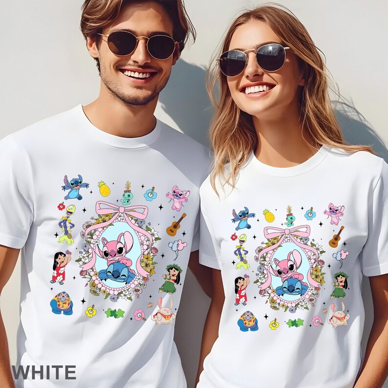 Coquette Bow Angel And Stitch Mirror Shirt, Disney Best Friend, Disney Trip, Besties Forever, Disney Hawaiian Tee, 483919