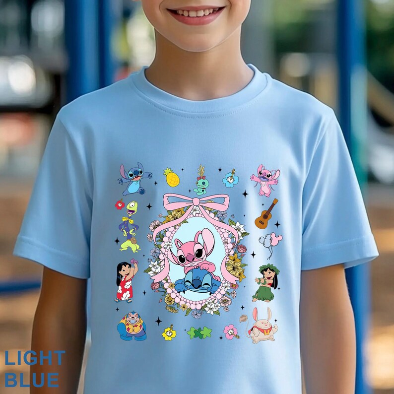 Coquette Bow Angel And Stitch Mirror Shirt, Disney Best Friend, Disney Trip, Besties Forever, Disney Hawaiian Tee, 483919