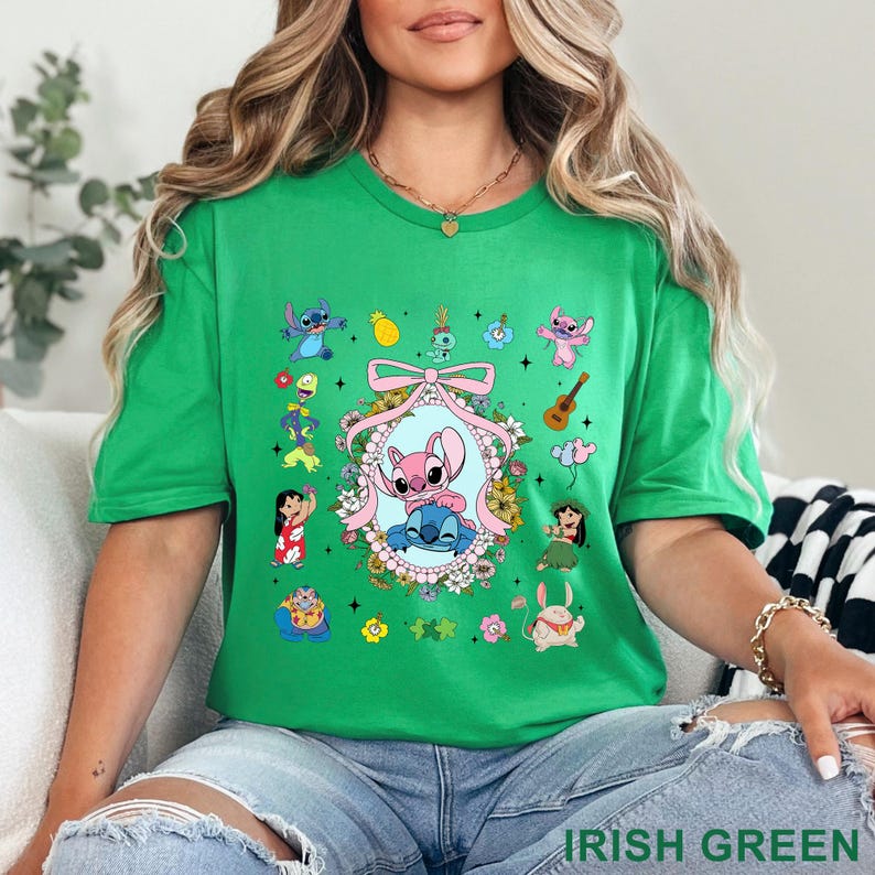 Coquette Bow Angel And Stitch Mirror Shirt, Disney Best Friend, Disney Trip, Besties Forever, Disney Hawaiian Tee, 483919