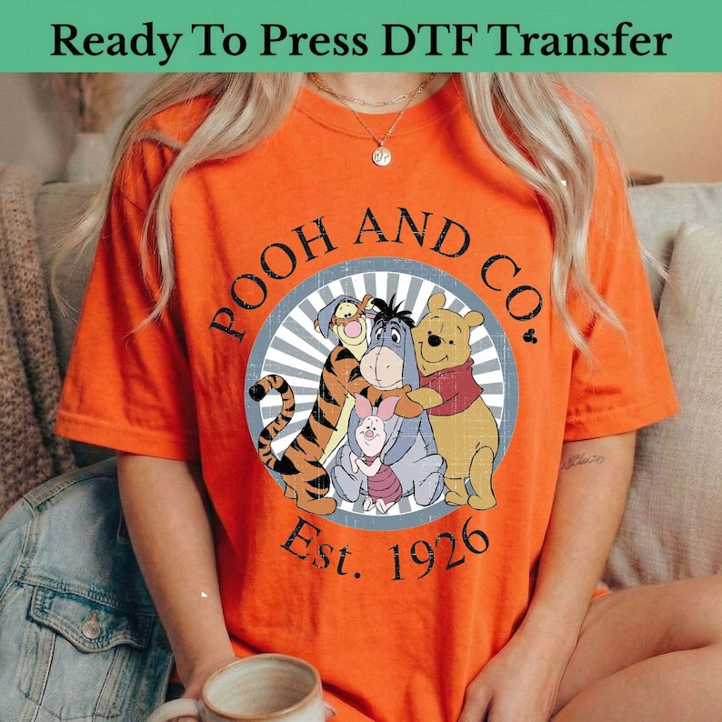 Winnie the Pooh Friends DTF Transfer, Tigger Eeyore Piglet Shirt Design (Ready to Press)
