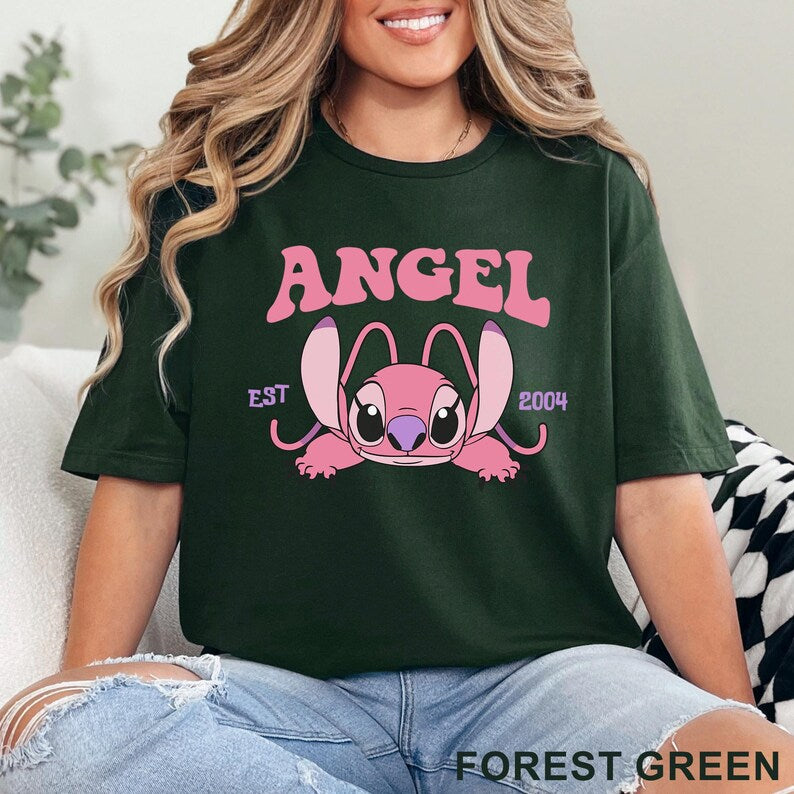 Cute Angel Shirt, Disney Angel Est 2004, Floral Disney Stich Angel, Disneyland Trip, Girly Disney, 483917