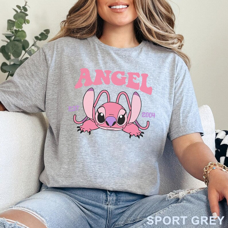 Cute Angel Shirt, Disney Angel Est 2004, Floral Disney Stich Angel, Disneyland Trip, Girly Disney, 483917