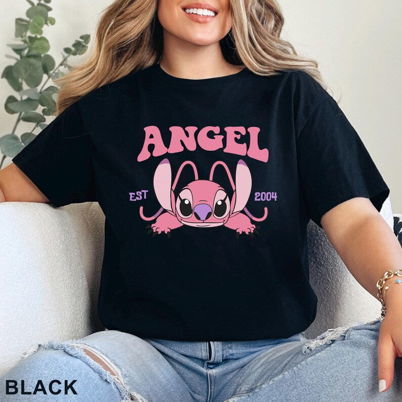 Cute Angel Shirt, Disney Angel Est 2004, Floral Disney Stich Angel, Disneyland Trip, Girly Disney, 483917
