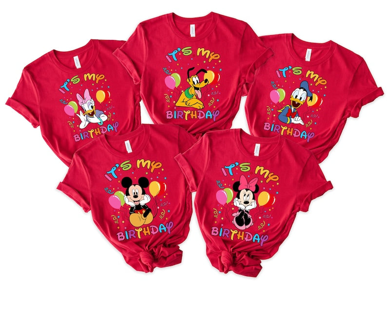 Cute Mickey & Friends It's My Birthday T-Shirt, Custom Disney Minnie Donald Pluto Birthday Present Gifts, Vacation Birthday Matching Apparel
