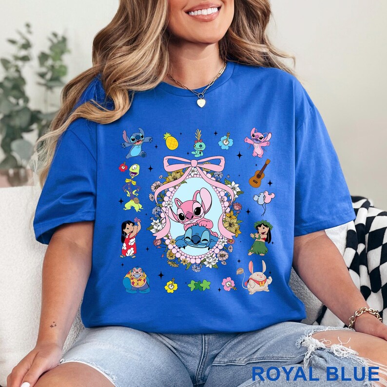 Coquette Bow Angel And Stitch Mirror Shirt, Disney Best Friend, Disney Trip, Besties Forever, Disney Hawaiian Tee, 483919