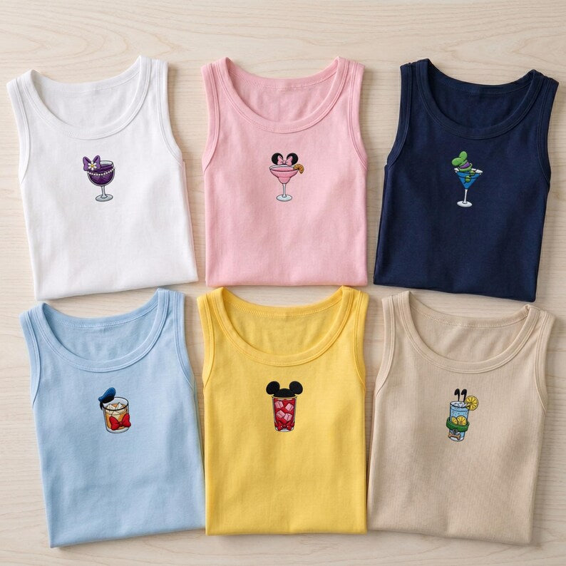 Custom Embroidered Epcot Drinking Tank Top, Mickey Minnie product image 10