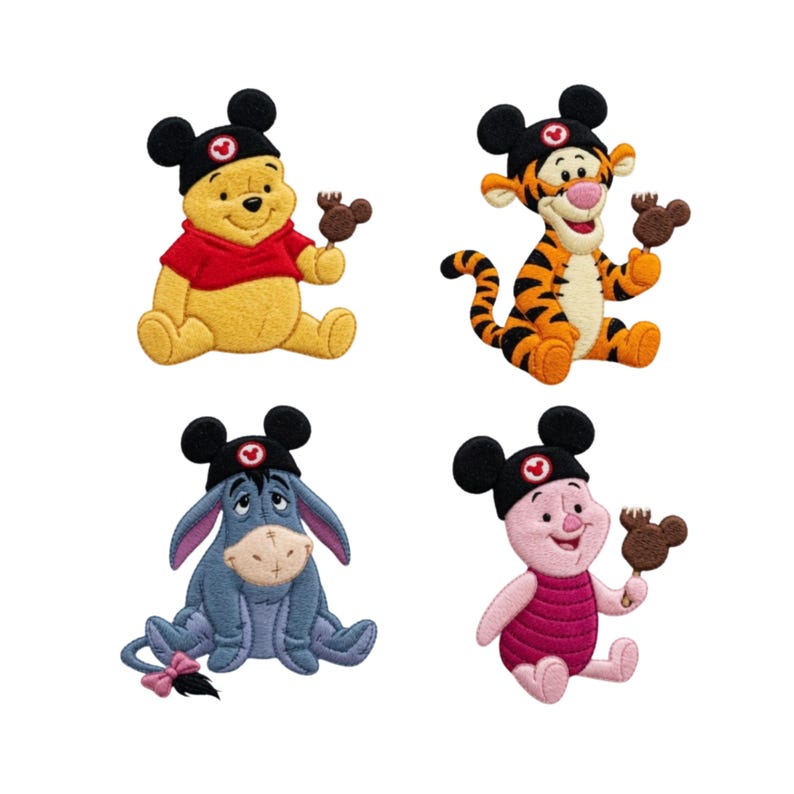 Custom Embroidered Winnie the Pooh and Friends Baby Tee, Pooh Mickey Ears Disney Crop Tee, Mickey Ice Cream Shirt, Disney Vacation Outfit