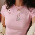 Embroidered Piglet and Friends Baby Tee Crop Top, Winnie The Pooh Girls Trip Shirt, WDW Disneyland Outfit Tee