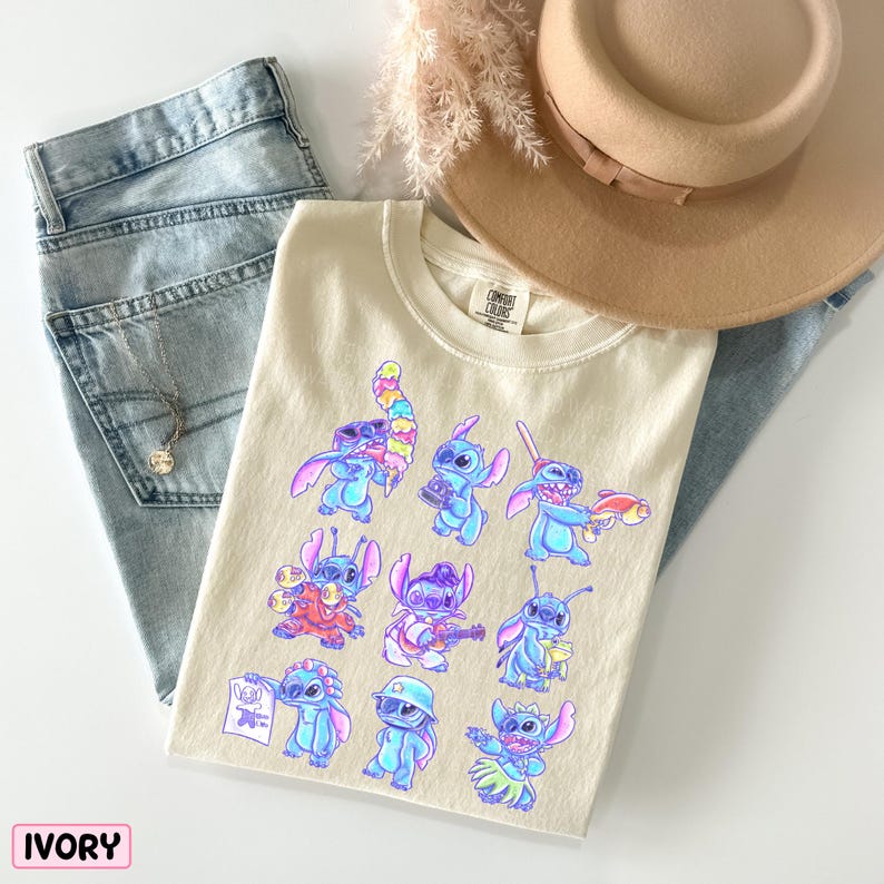 Disney Comfort Colors® Shirt Stitch Toddler Shirt Retro Disney Lilo And Stitch Shirt Floral Stitch Shirt Cute Stitch Disney Women Sweatshirt