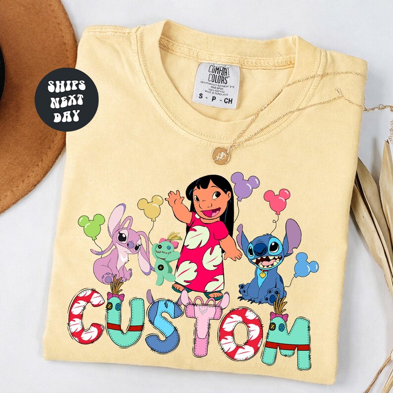 Custom Name Stitch Comfort Colors® Shirts Disney Family Trip Lilo And Stitch Angel Scrump Matching Shirts Disney Characters Alphabet Shirt