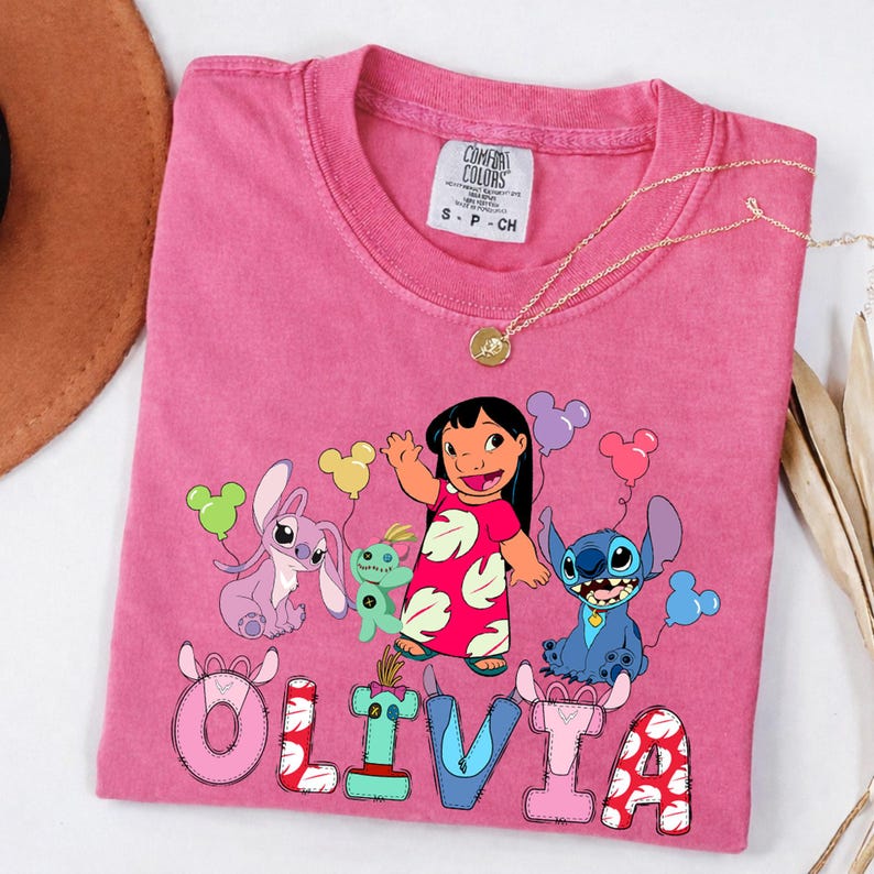 Custom Name Stitch Comfort Colors® Shirts Disney Family Trip Lilo And Stitch Angel Scrump Matching Shirts Disney Characters Alphabet Shirt