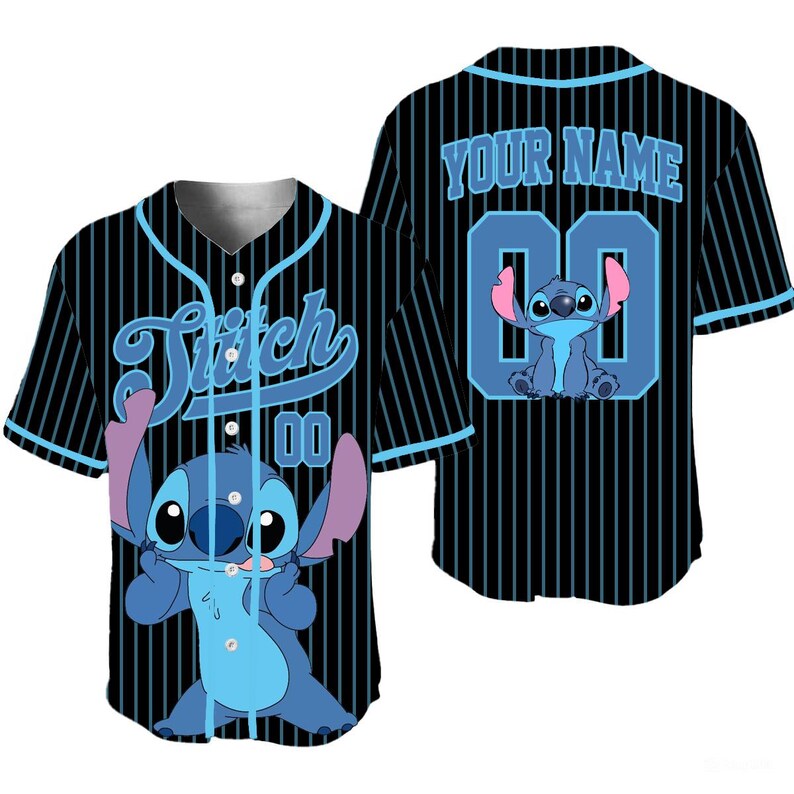 Personalized Lilo and Stitch Characters Baseball Jersey, Stitch & Angel Sport Jersey Disney Family Shirts Matching Team Outfit Birthday Gift