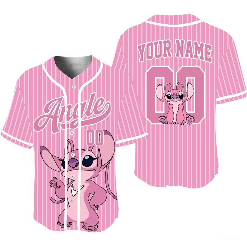 Personalized Lilo and Stitch Characters Baseball Jersey, Stitch & Angel Sport Jersey Disney Family Shirts Matching Team Outfit Birthday Gift