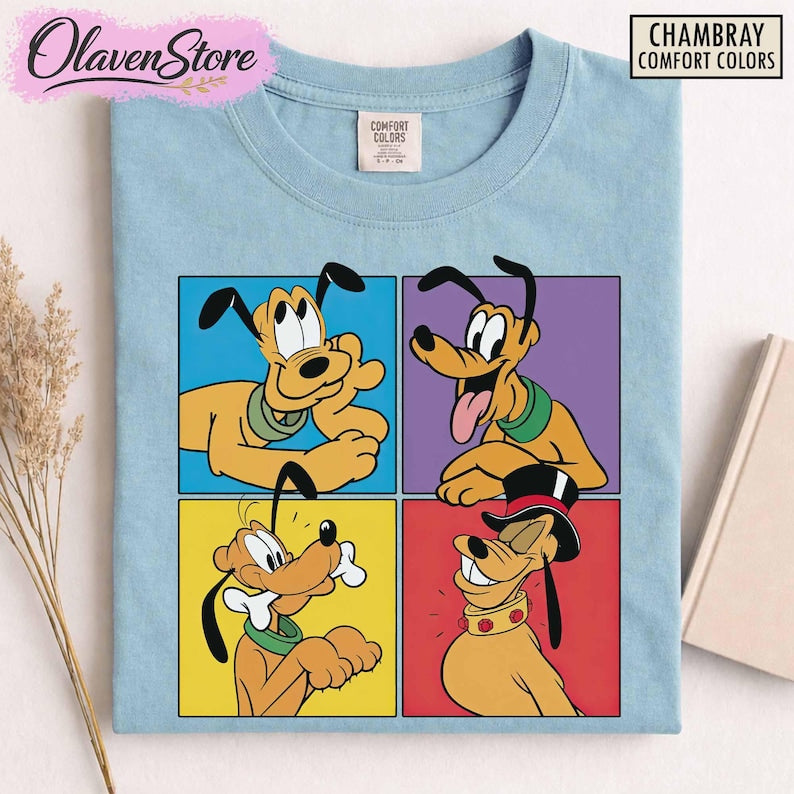 Retro Pluto Dog Shirt, Disney Shirt For Women, Disney Ear Shirt, Women's Unisex Disney T-shirt, Disney Shirt For Kids, Mickey And Pluto