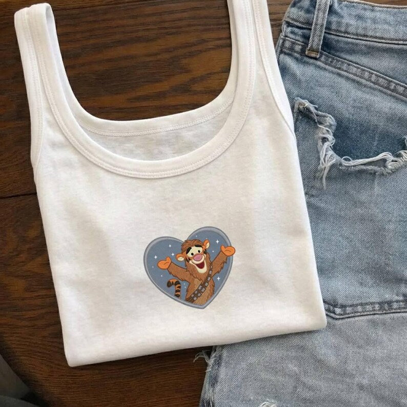 Winnie The Pooh & Star Wars Disney Tank Top, Piglet Eeyore Pooh Tigger Embroidered Tee, Cute Disneyland Graphic Tee, Coquette Disney Outfit
