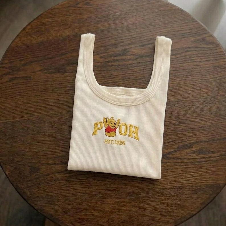 Pooh and Friends Embroidered Tank Top, Winnie The Pooh Tigger Piglet Eeyore Cartoon Tank, Cute Disney Outfit