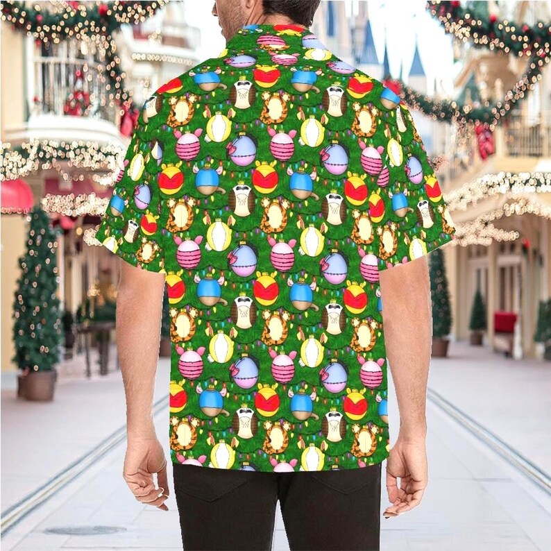 Pooh Christmas Ornaments Adults Kids Button Down Short product image 3