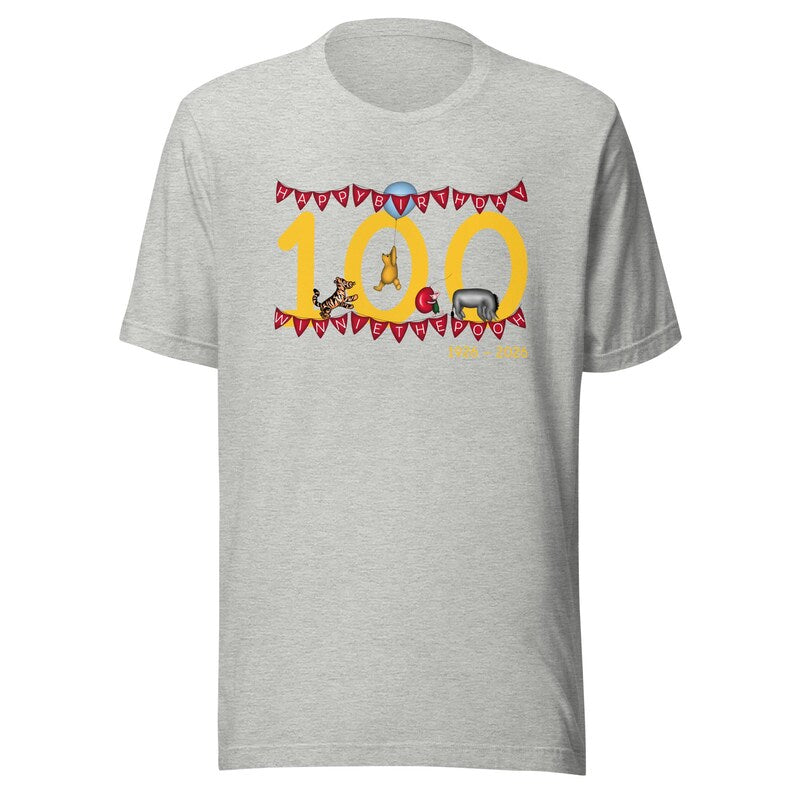 Classic Winnie-the-Pooh’s 100 Birthday T-Shirt – Featuring Piglet, Eeyore & Tigger