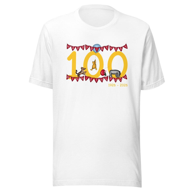 Classic Winnie-the-Pooh’s 100 Birthday T-Shirt – Featuring Piglet, Eeyore & Tigger