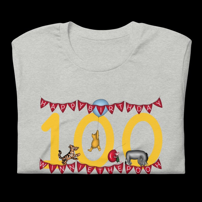 Classic Winnie-the-Pooh’s 100 Birthday T-Shirt – Featuring Piglet, Eeyore & Tigger