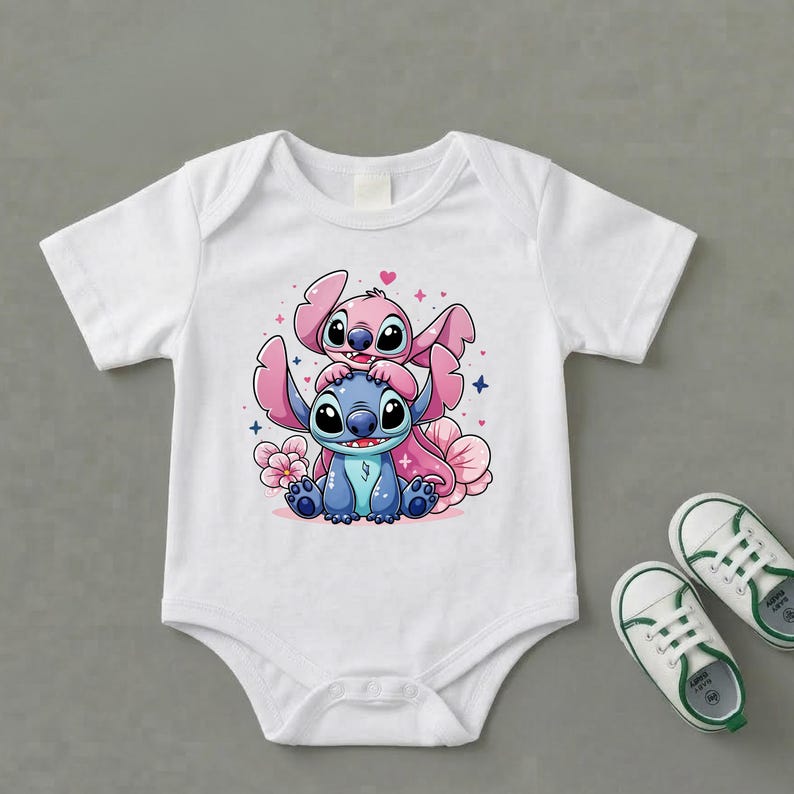 Stitch and Angel Shirt,Cute Stitch Toddler Tees,Disney Girl Birthday Tee,Valentine Stitch Tee,Stitch and Angel Matching Tee,Stitch and Angel