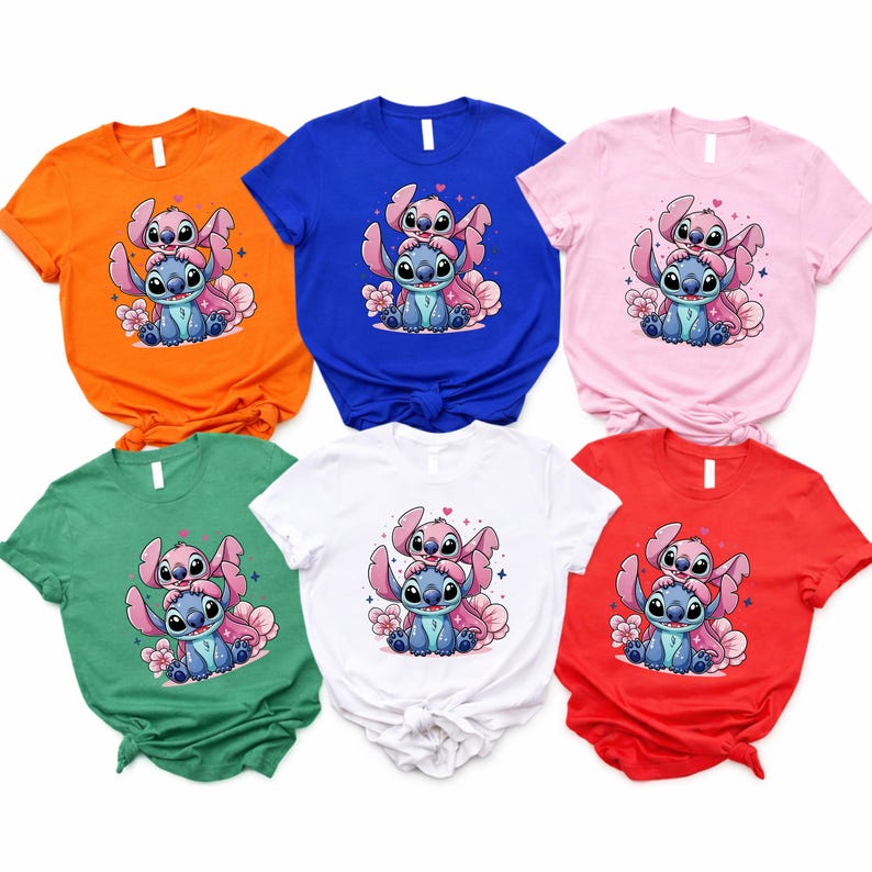 Stitch and Angel Shirt,Cute Stitch Toddler Tees,Disney Girl Birthday Tee,Valentine Stitch Tee,Stitch and Angel Matching Tee,Stitch and Angel
