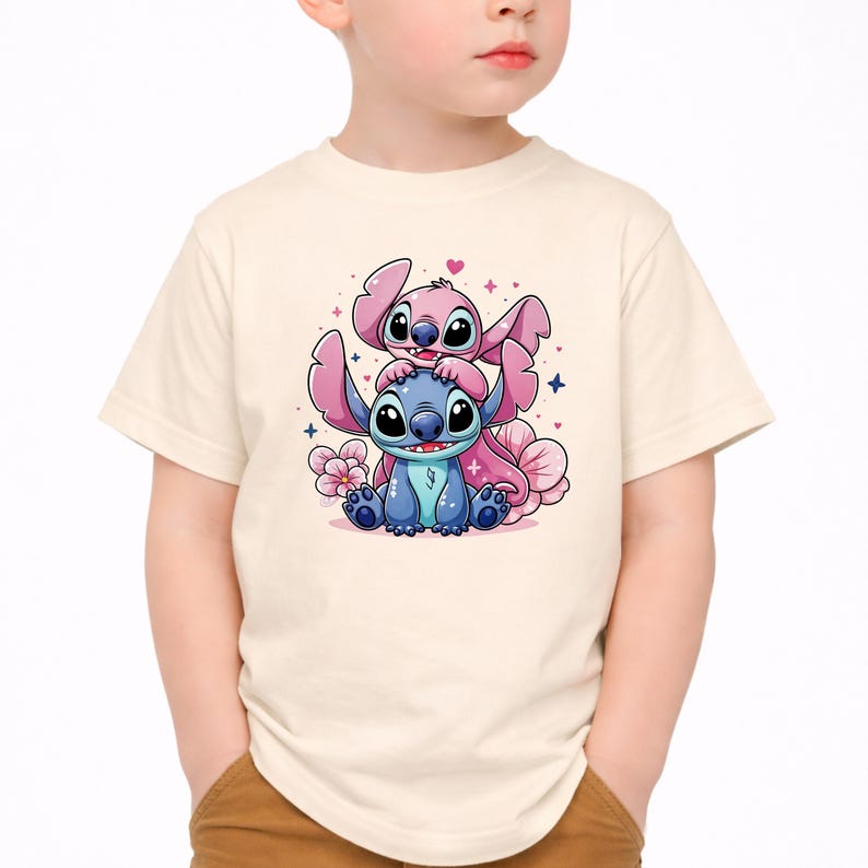 Stitch and Angel Shirt,Cute Stitch Toddler Tees,Disney Girl Birthday Tee,Valentine Stitch Tee,Stitch and Angel Matching Tee,Stitch and Angel