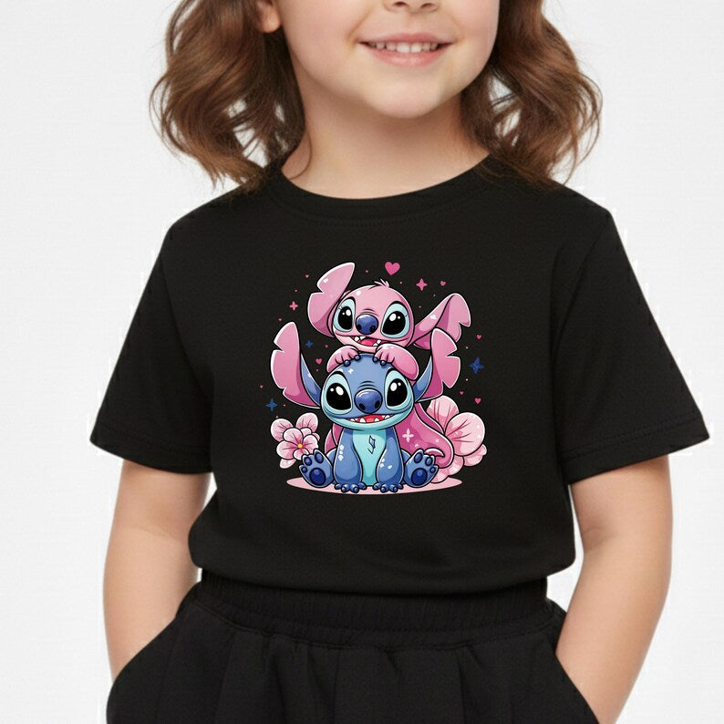 Stitch and Angel Shirt,Cute Stitch Toddler Tees,Disney Girl Birthday Tee,Valentine Stitch Tee,Stitch and Angel Matching Tee,Stitch and Angel